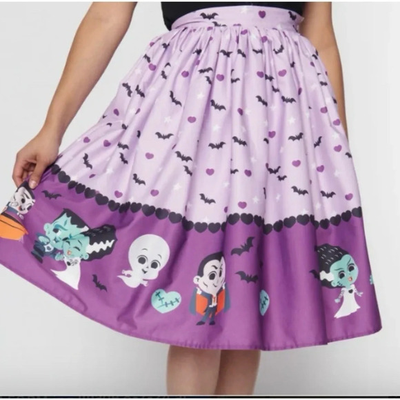 Kou Kou x Unique Vintage Black & Purple Kou Kou Bat Print Bow Blouse L #0085 - Picture 9 of 10